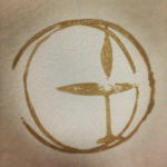 Logo of Unitarian Universalism. A drawing of gold chalice inside 2 circles. Nudging. Nudge.
