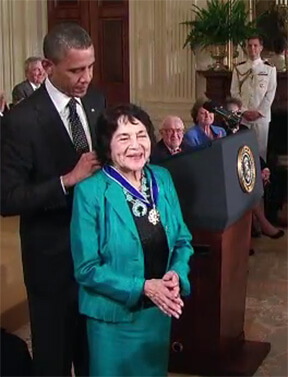 President Obama awards Huerta the Presidential Medal of Freedom