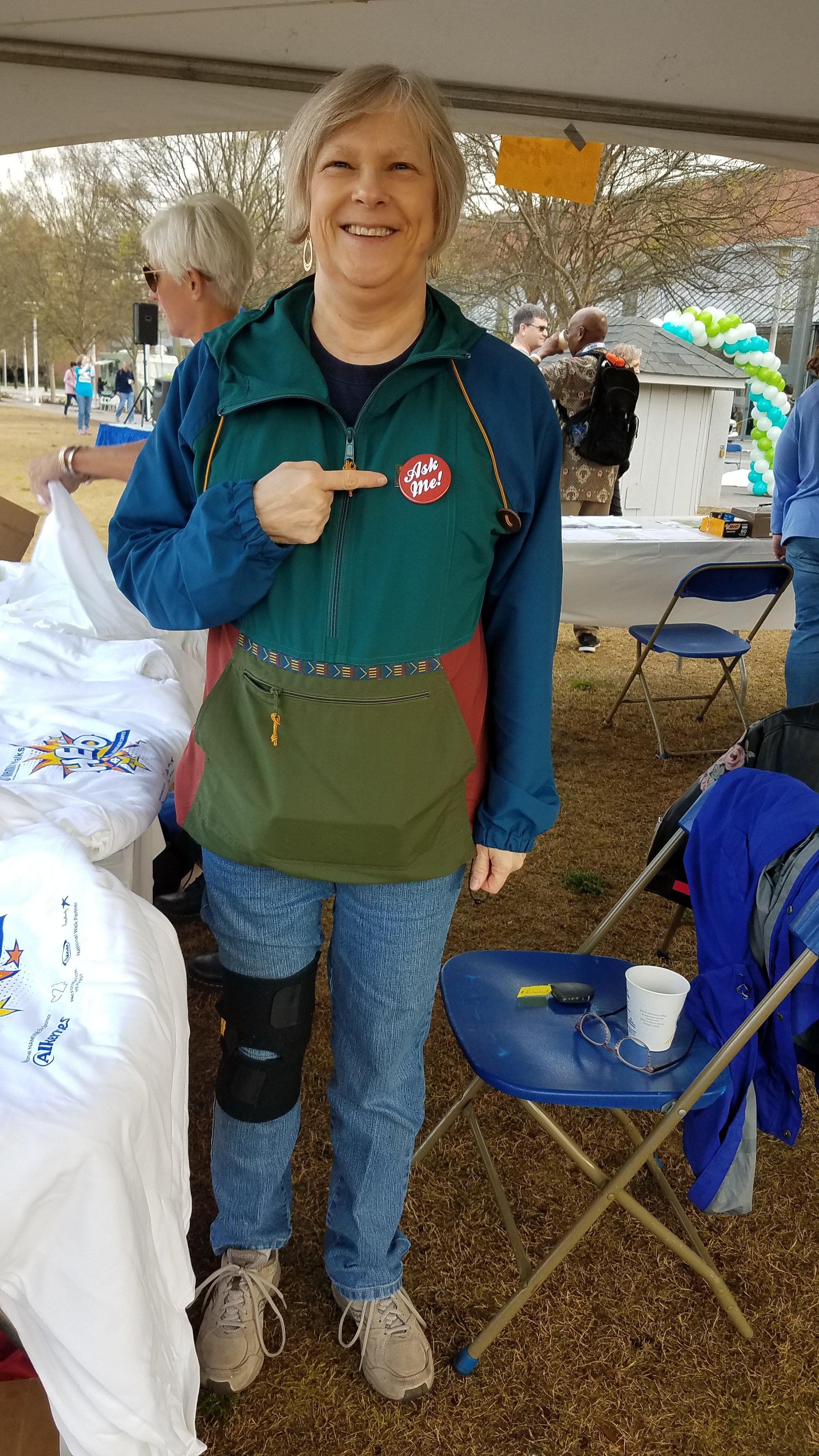 NAMI Walking for mental health funding despite a knee injury.
