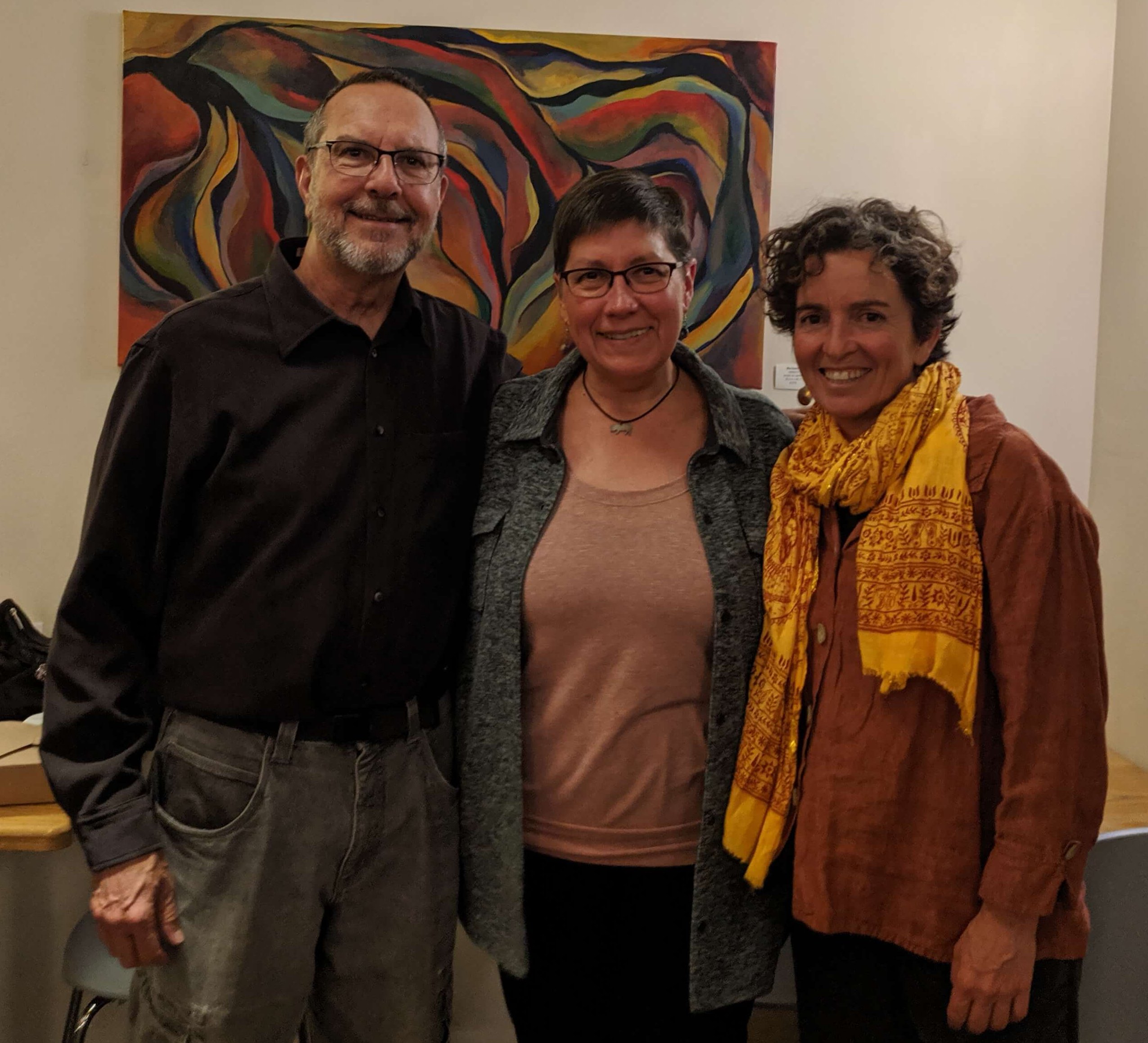 Kim Giovacco (center), with Santa Fe animal activists JC and Rae. Travel and vegan tours.
