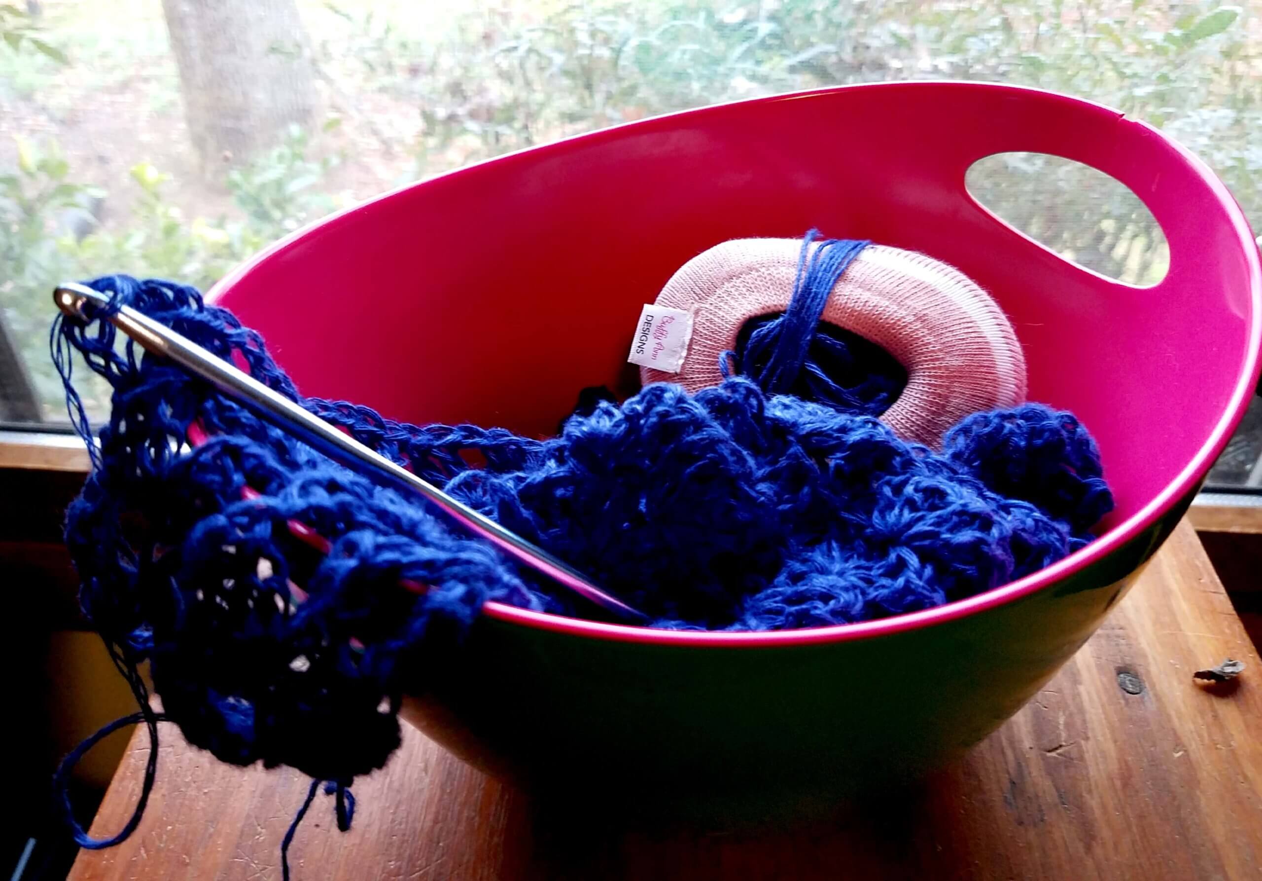 Crochet yarn bright blue.