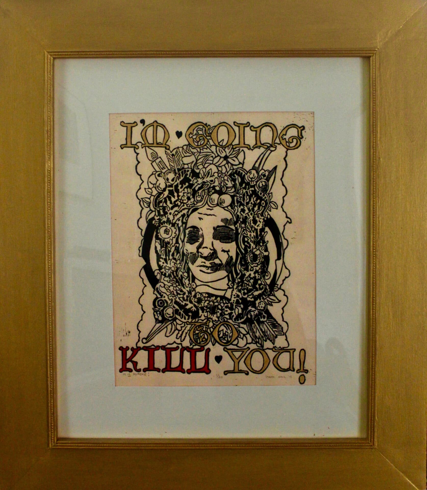 Mark Hall print, art about domestic violence, arts for activism.