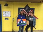 Nathan and friend campaigning for Clark.