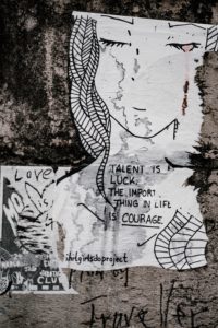 Coolage with the writing Talent is luck, the imprtant things in life is courage.