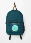There is no planet B message on a green backpack.