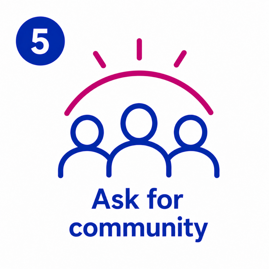 Graphic showing three figure together to illustrate the need for community for activist burnout prevention.