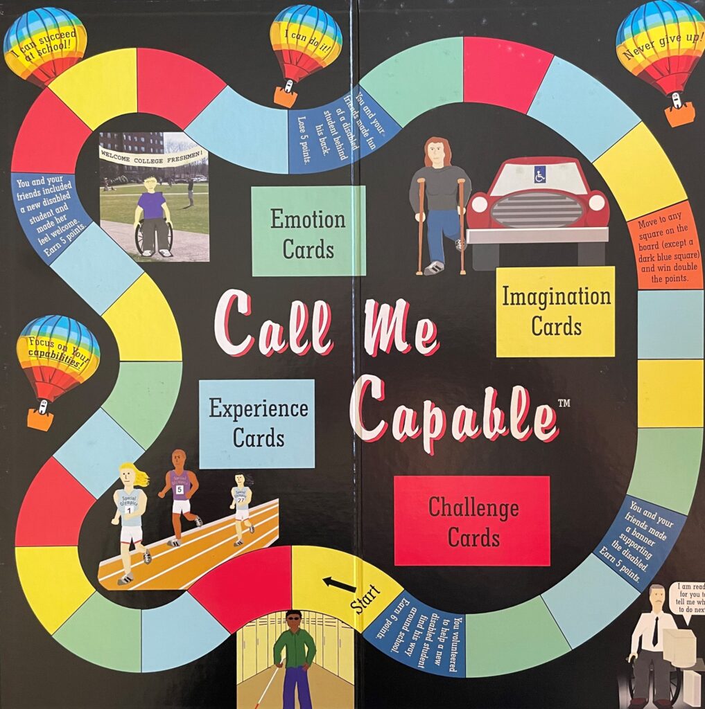 The Call Me Capable Board game, created by disability advocate Carol Leish
